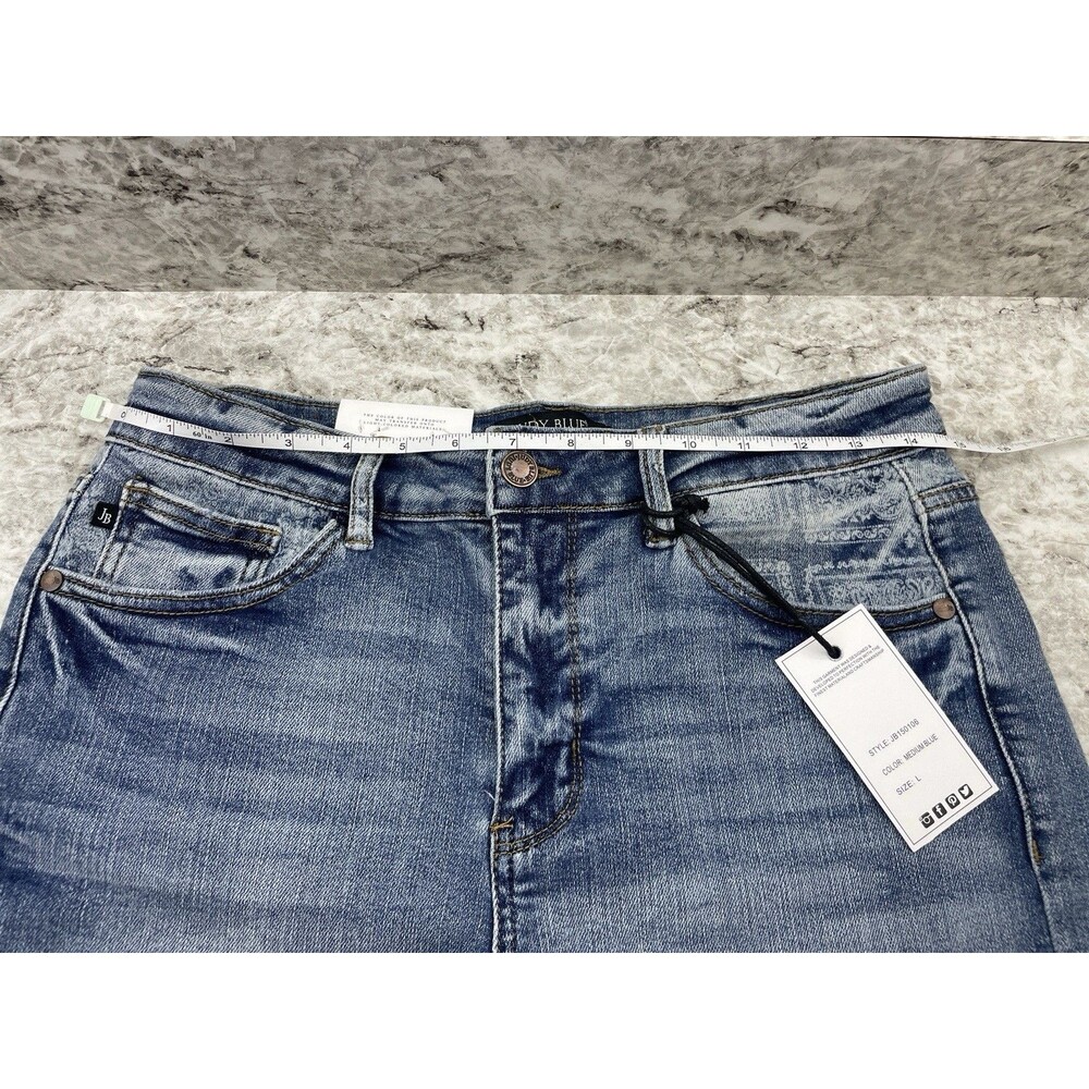 Judy Blue Mid Rise Paisley Bandana Print Denim Shorts JB150106 Stretch Sz Large - Picture 7 of 8